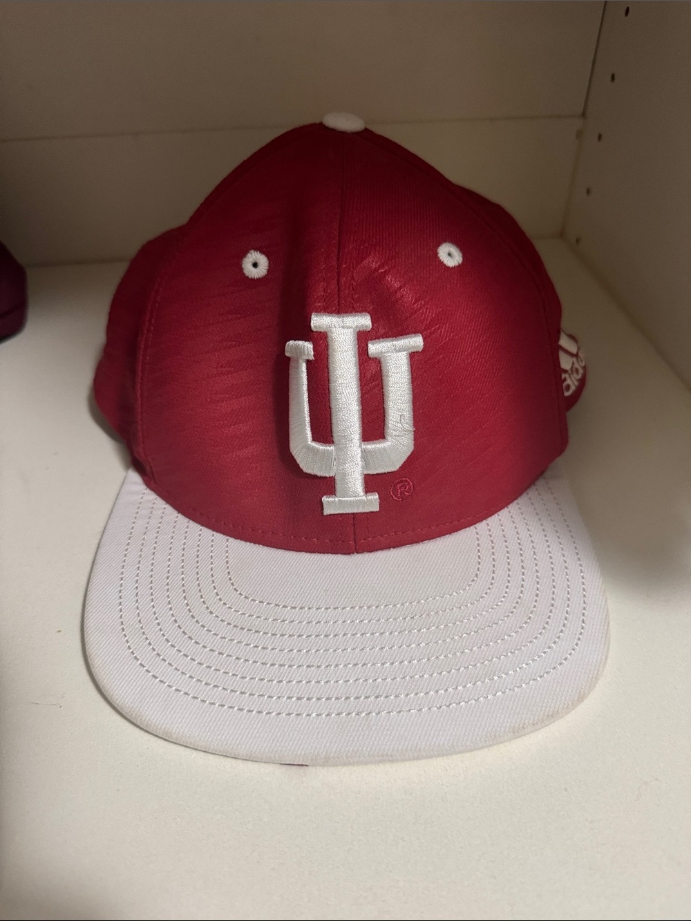 adidas Red and White IU Logo Baseball Cap